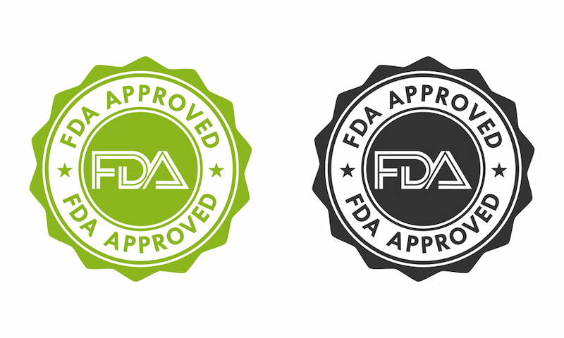 Minh họa mẫu logo FDA phê duyệt chất lượng sản phẩm