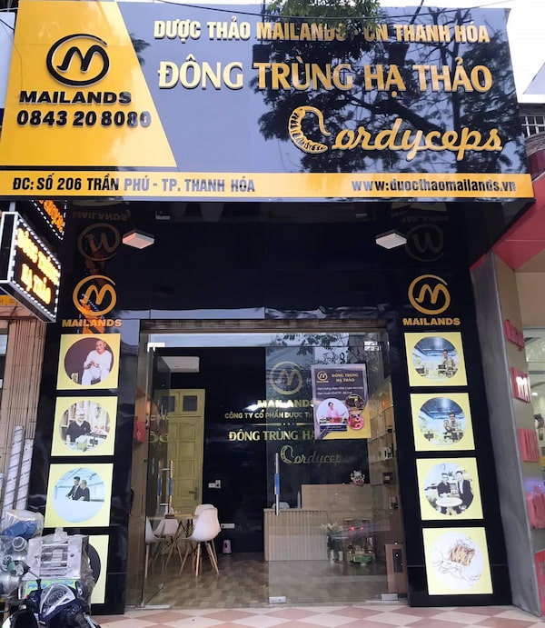 Cửa hàng Đông trùng hạ thảo Thanh Hóa của Mailands tại địa chỉ số 206 đường Trần Phú - Thành phố Thanh Hóa.