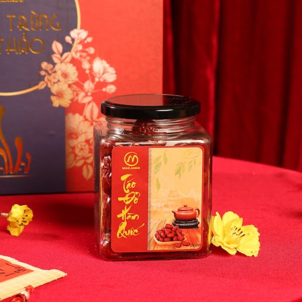 Hộp táo đỏ đông trùng hạ thảo trong set quà tết Phú Quý
