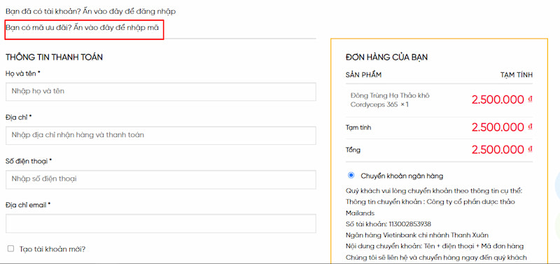 Nhập mã giảm giá