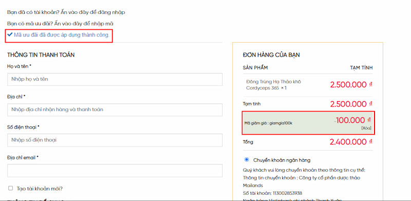 Thông báo thành công