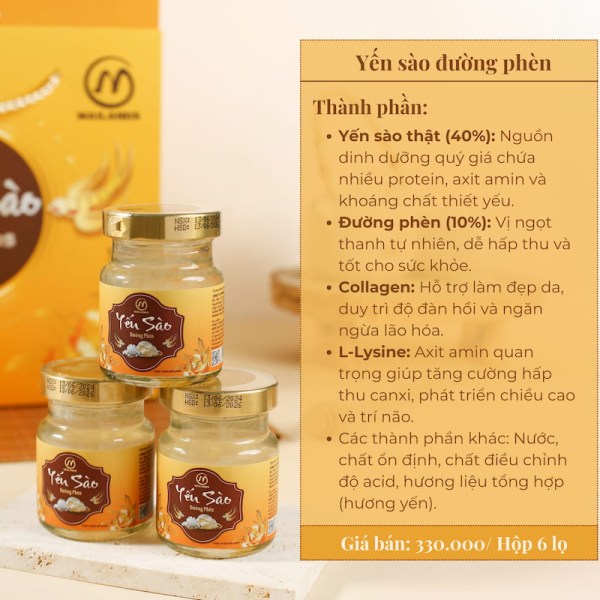 Yến sào đường phèn - Hộp 6 hũ