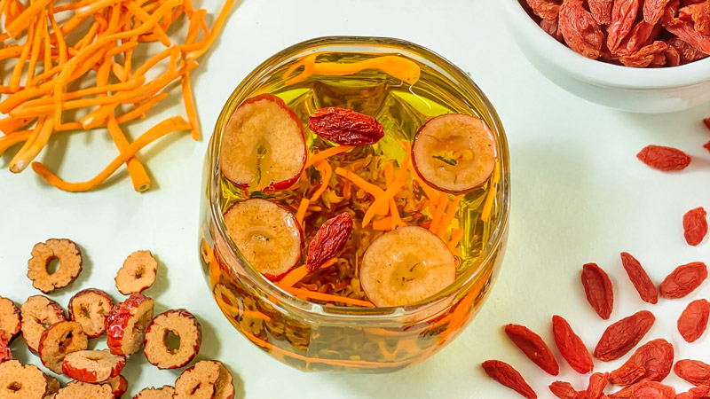 Trà táo đỏ đông trùng hạ thảo kỷ tử