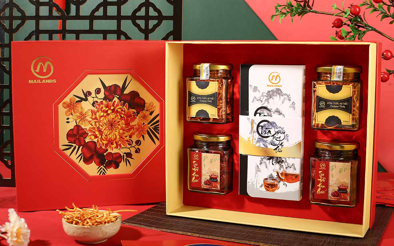 Hộp quà tết đông trùng hạ thảo An Lành